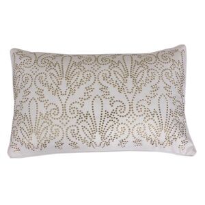 Thro By Marlo Lorenz Juliana Egret Gold Studded Damask Pillow